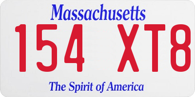 MA license plate 154XT8