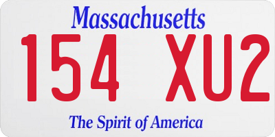 MA license plate 154XU2
