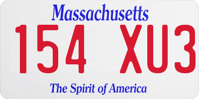 MA license plate 154XU3