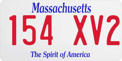 MA license plate 154XV2