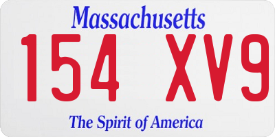 MA license plate 154XV9