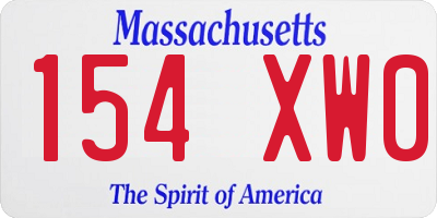 MA license plate 154XW0