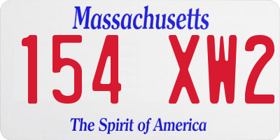 MA license plate 154XW2