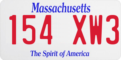 MA license plate 154XW3