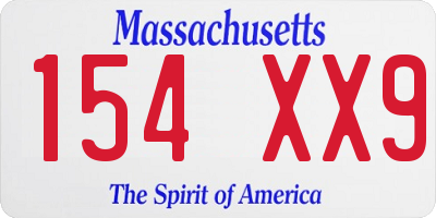 MA license plate 154XX9