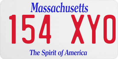 MA license plate 154XY0