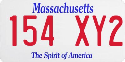 MA license plate 154XY2