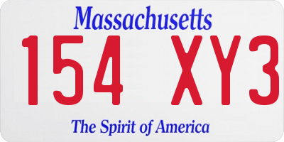 MA license plate 154XY3