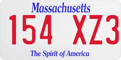 MA license plate 154XZ3