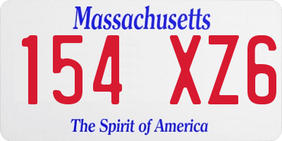 MA license plate 154XZ6