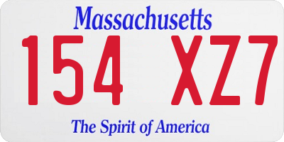 MA license plate 154XZ7