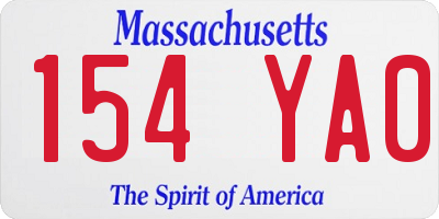 MA license plate 154YA0