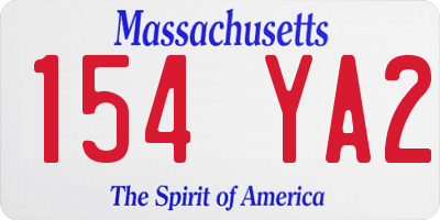 MA license plate 154YA2