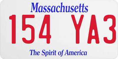 MA license plate 154YA3