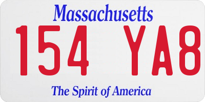 MA license plate 154YA8
