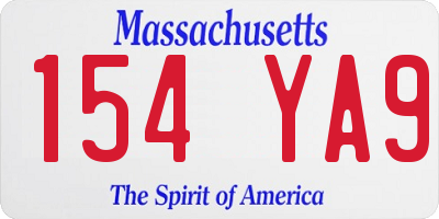 MA license plate 154YA9