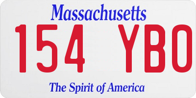 MA license plate 154YB0
