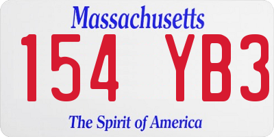 MA license plate 154YB3