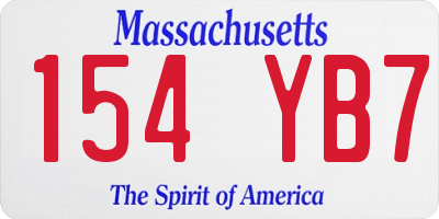 MA license plate 154YB7