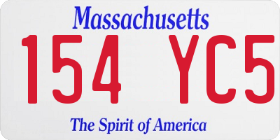MA license plate 154YC5