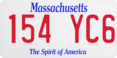 MA license plate 154YC6