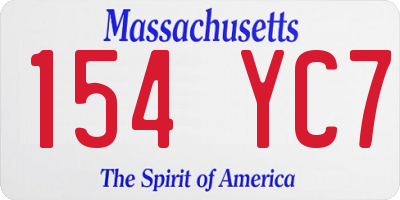 MA license plate 154YC7
