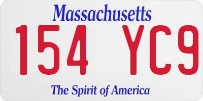 MA license plate 154YC9