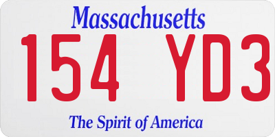 MA license plate 154YD3
