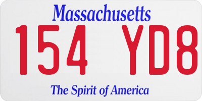 MA license plate 154YD8