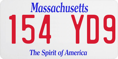 MA license plate 154YD9