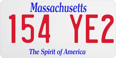 MA license plate 154YE2