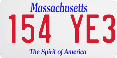 MA license plate 154YE3