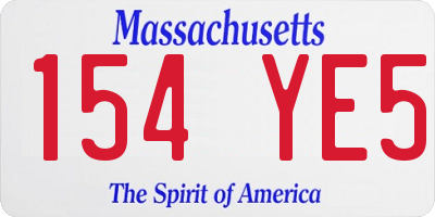 MA license plate 154YE5