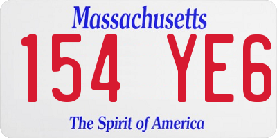 MA license plate 154YE6