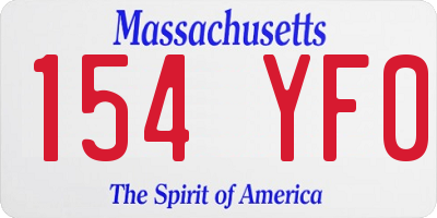 MA license plate 154YF0