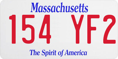 MA license plate 154YF2