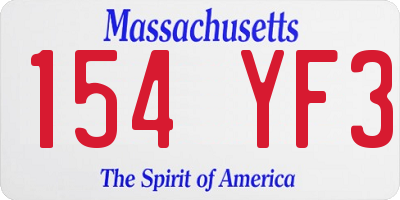 MA license plate 154YF3