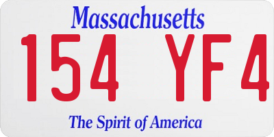 MA license plate 154YF4