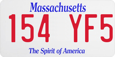 MA license plate 154YF5