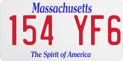 MA license plate 154YF6