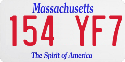 MA license plate 154YF7