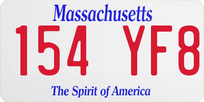 MA license plate 154YF8