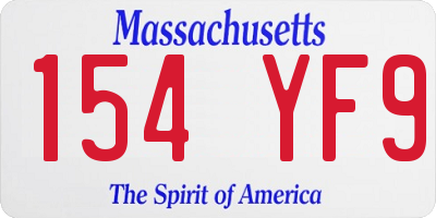 MA license plate 154YF9