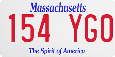 MA license plate 154YG0