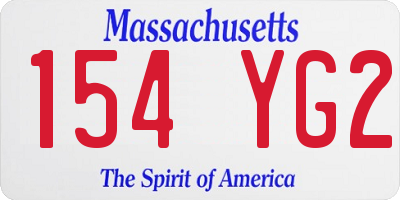 MA license plate 154YG2