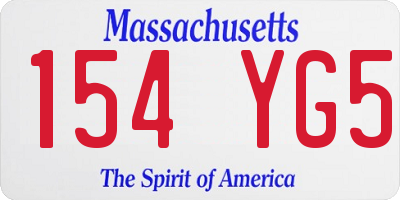 MA license plate 154YG5