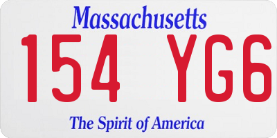 MA license plate 154YG6