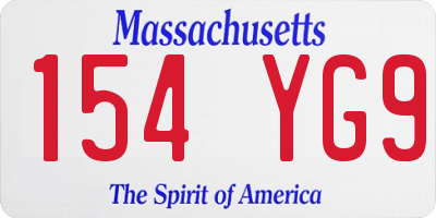 MA license plate 154YG9