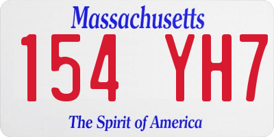 MA license plate 154YH7