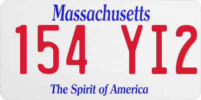 MA license plate 154YI2